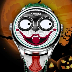 Montre Joker de luxe pour hommes, marque supérieure, mode créative, clown personnalisé, quartz, montres de sport étanches en cuir, nouveauté