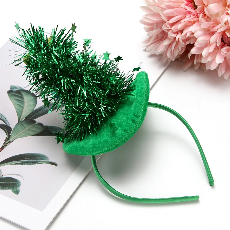 Green Tree Star Ornaments  Headband Hair Band Top Hat Headwear Party Gifts    navidad   Wedding Festival