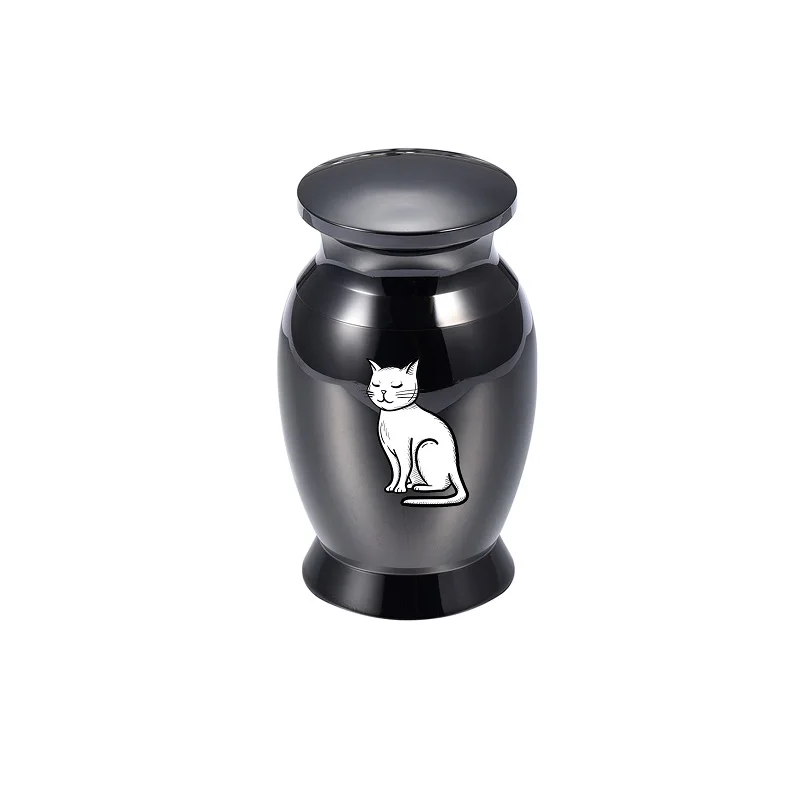 Black Color Stainless Steel Keepsake Urn for Pet Cat Ashes Remaining Loss Funeral Cremation Mini Jars