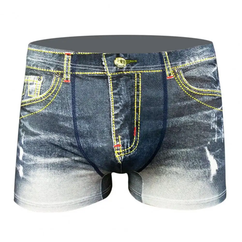 Men's Briefs Stretch 3D Print Boxer Denim Pattern Men Fake Jeans Breathable Panties Men Briefs Underwear Male Shorts Underpants