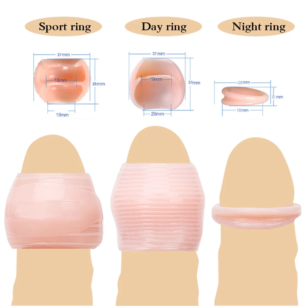 3PCS Multifunction Foreskin Correction Penis Rings Delay Ejaculation Male Chastity Device Screw Shape Cock Ring Sex Toys For Men