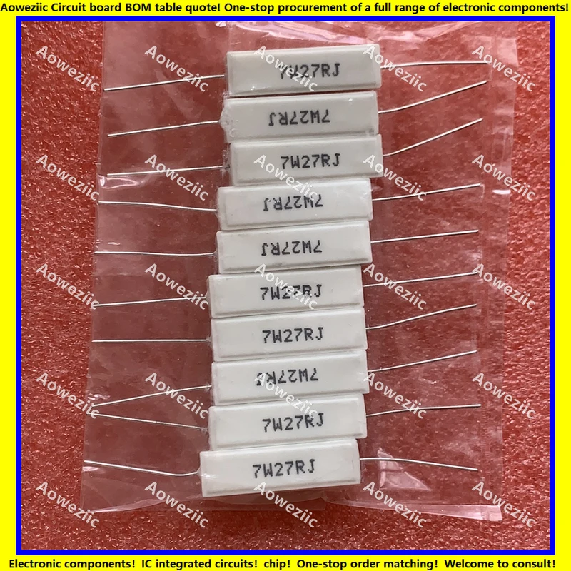 10Pcs/Lot 7W27RJ 7W27ΩJ RX27-1 SQP Horizontal Cement Resistance 7W27ohm 7W27R Ceramic Resistance Precision ±5% Power Resistance