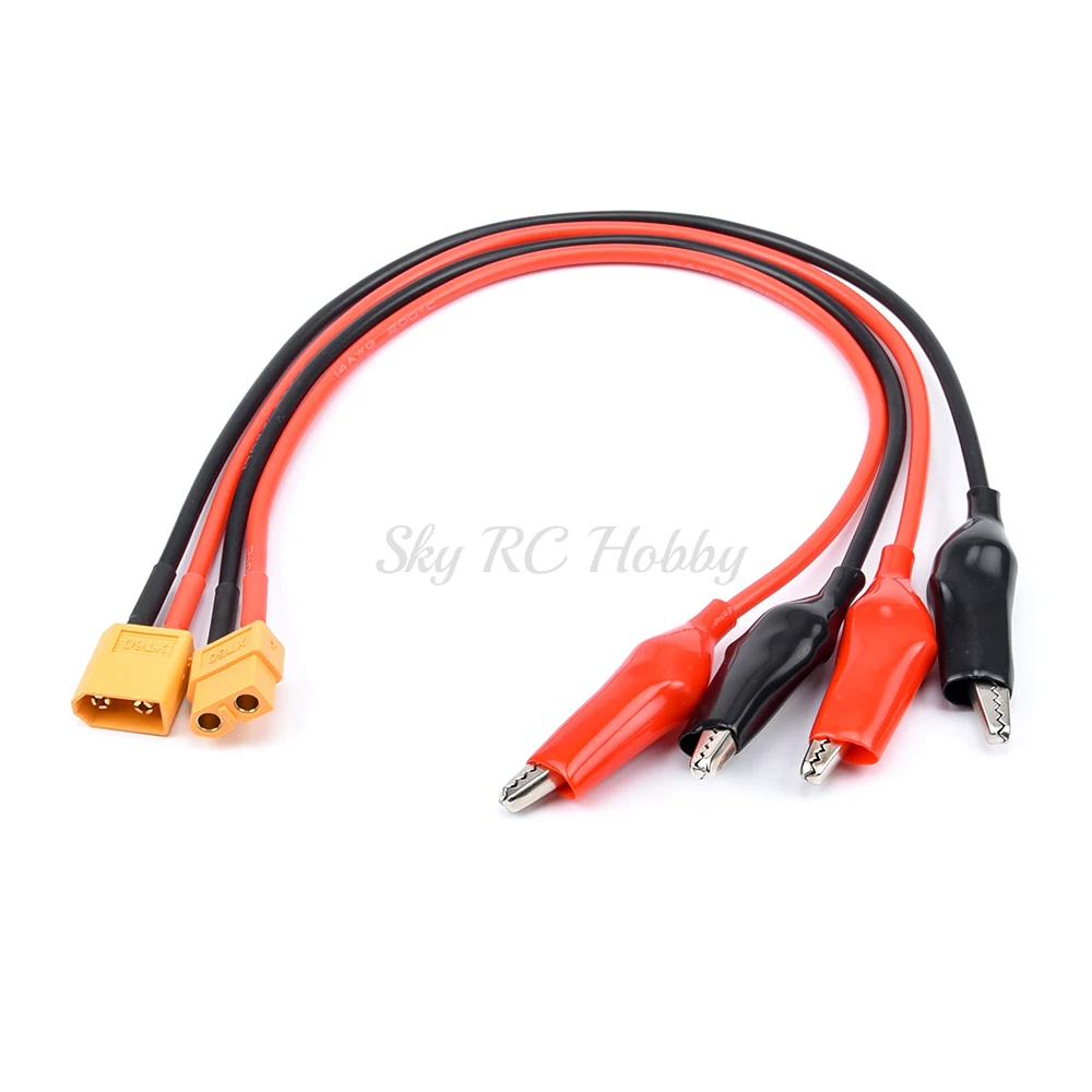 Cable cargador Universal XT60, Conector macho/hembra a pinza de cocodrilo, Conector de 14AWG, 1 piezas