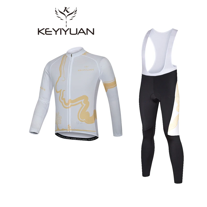 KEYIYUAN 2023 Mountain Bike Sports Set Men's Long Sleeve Cycling Jersey Suit MTB Clothes Conjunto Ciclismo Fiets Kleding Mannen