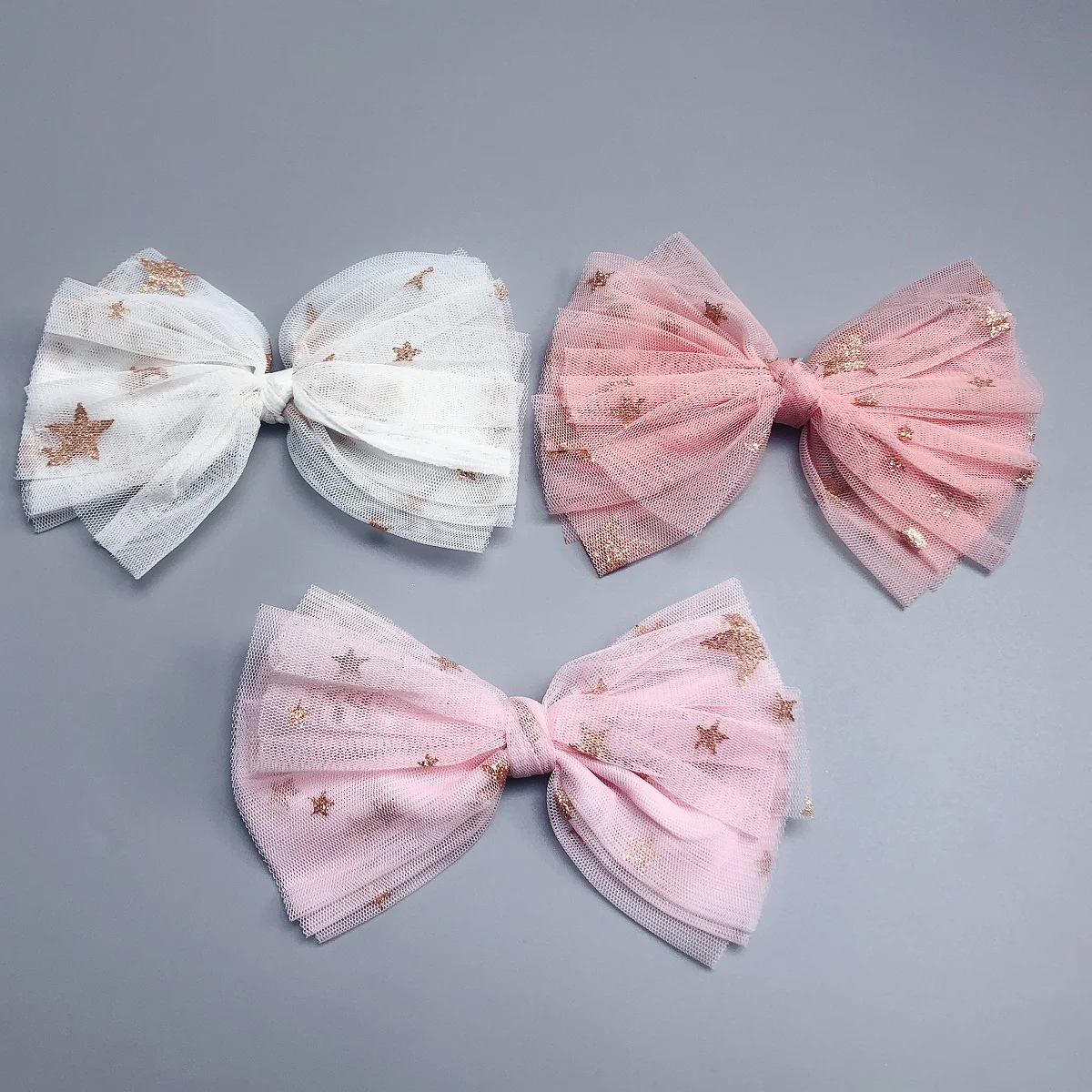 

Wholesale 20pcs Fashion Glitter Star Mesh Bow Bowknot for Hairpins Hairbands DIY Parts Headwear Hair Accessories Decoration