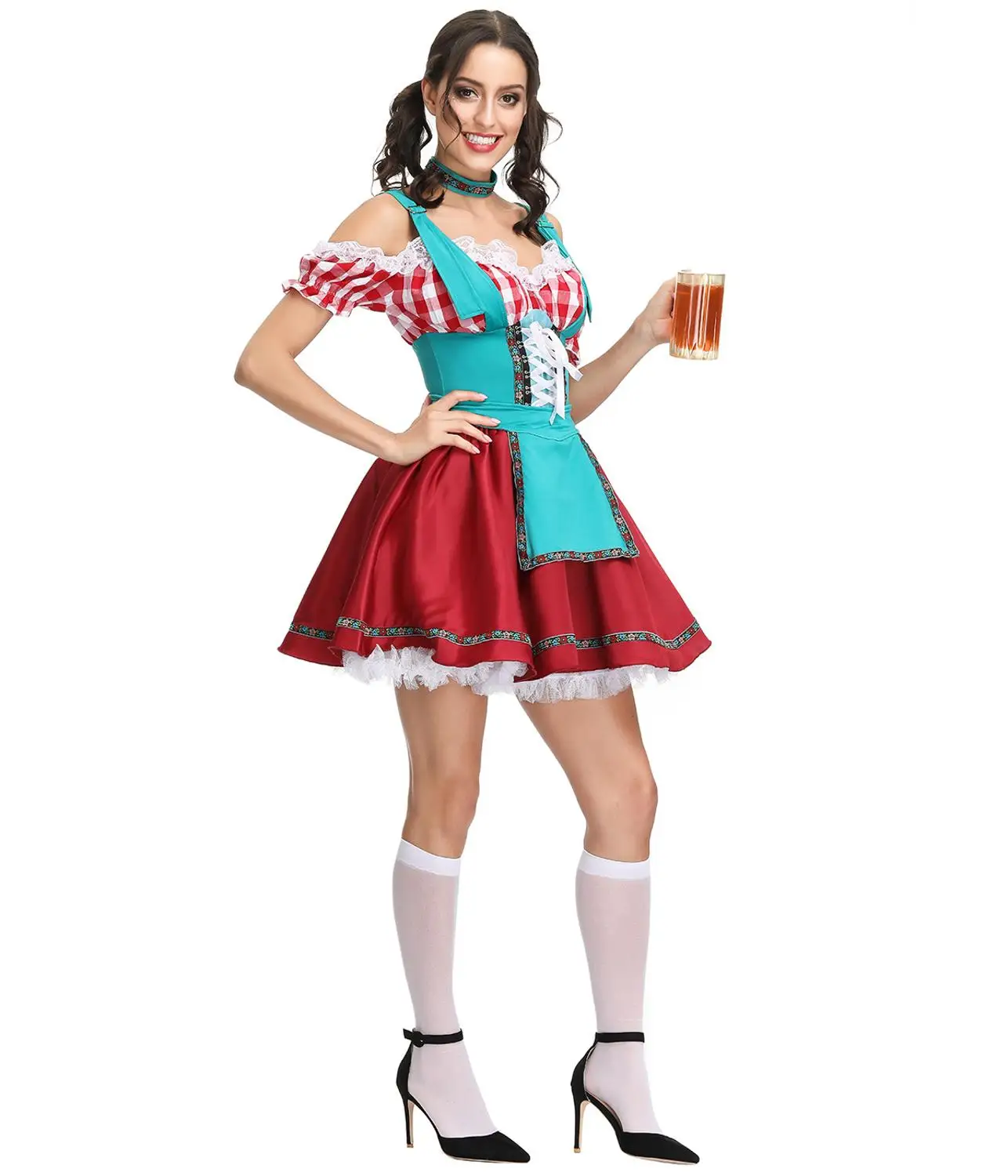 Duitse Oktoberfest Beer Girl Kostuum Vrouwen Sexy Beieren Etnische Beer Maid Wench Dirndl