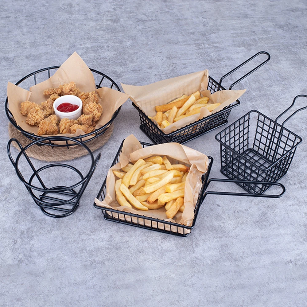 Universal Stainless Steel French Fries Basket Metal Small Food Mesh Basket Fried Chicken Wing Snack Mesh Sieve Colander Basket