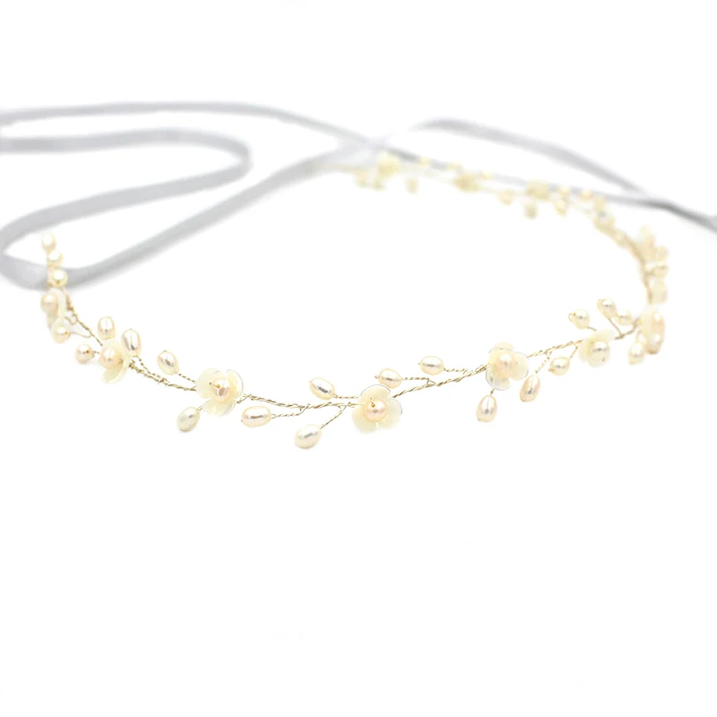 O810 Delicate süßwasser perle haar bands stirnband für braut dekoriert perlen phantasie hochzeit haar bands mit shell blume