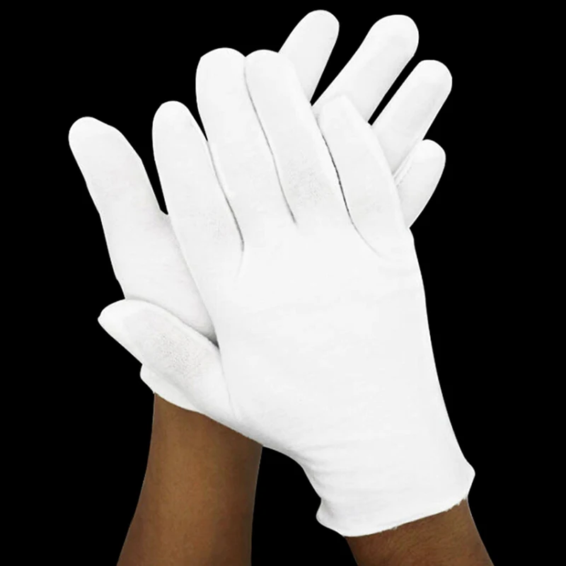 

White Gloves 6 Pairs Soft Cotton Gloves Coin Jewelry Silver Inspection Gloves Stretchable Lining Glove