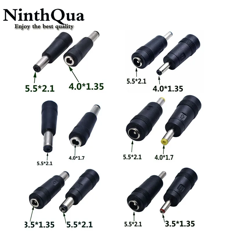 1szt 5.5x2.1 mm wtyk męski do 3.5*1.35 4.0*1.35 4.0*1.7 wtyk żeński DC 5.5*2.1mm wtyk żeński do męskiego Złącze zasilania Adapter Laptop