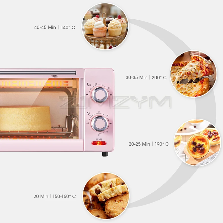 11L Electric Oven Household Baking Small Mini Oven Multifunctional Baking Oven 1000W with 60min Timing Adjustable Temperature