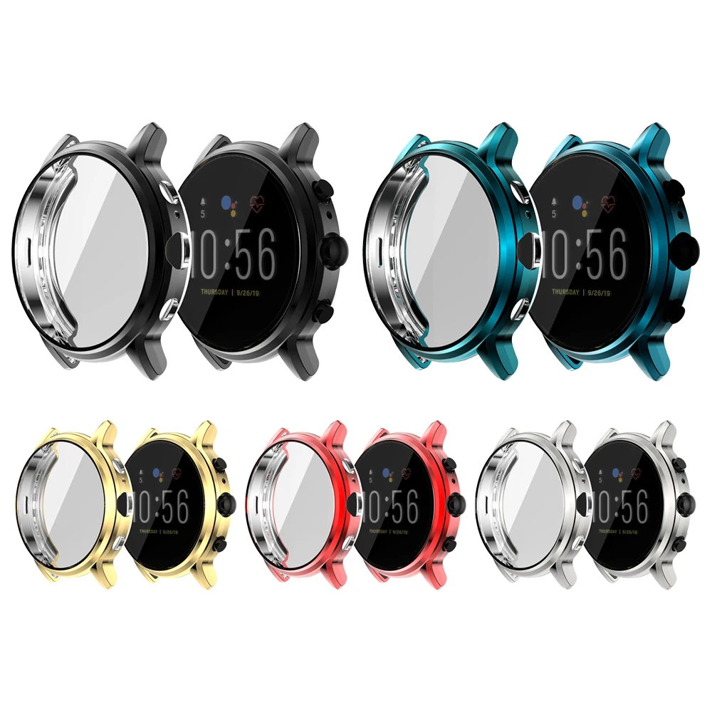 Plating Shell TPU Case for Fossil Gen5 Smartwatch For Fossil Gen 5 Carlyle Silicone HD Full Screen Protection Cover