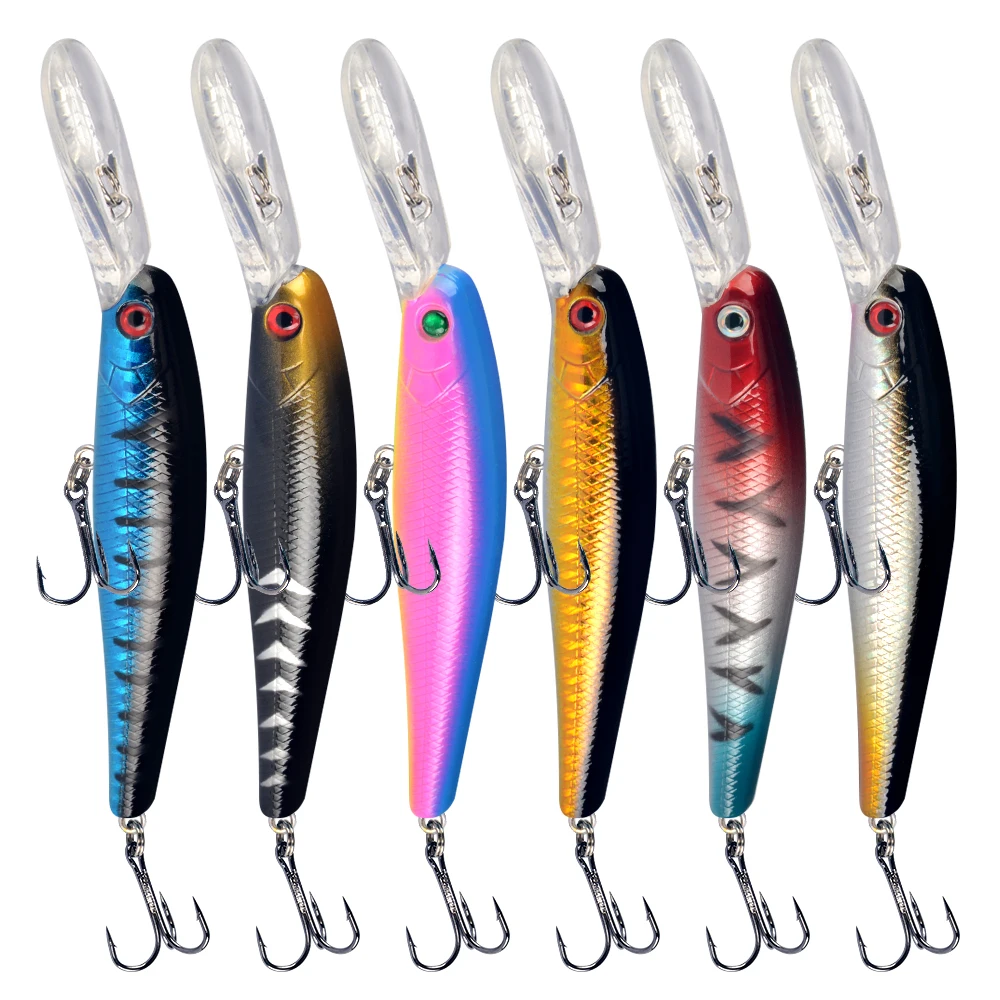 LINGYUE 12.5cm 14g Fishing Lure Big Minnow 3D Eyes Plastic Hard Bait Long Clapper Wobbler Crankbait Iscas Artificiais Sea Tool