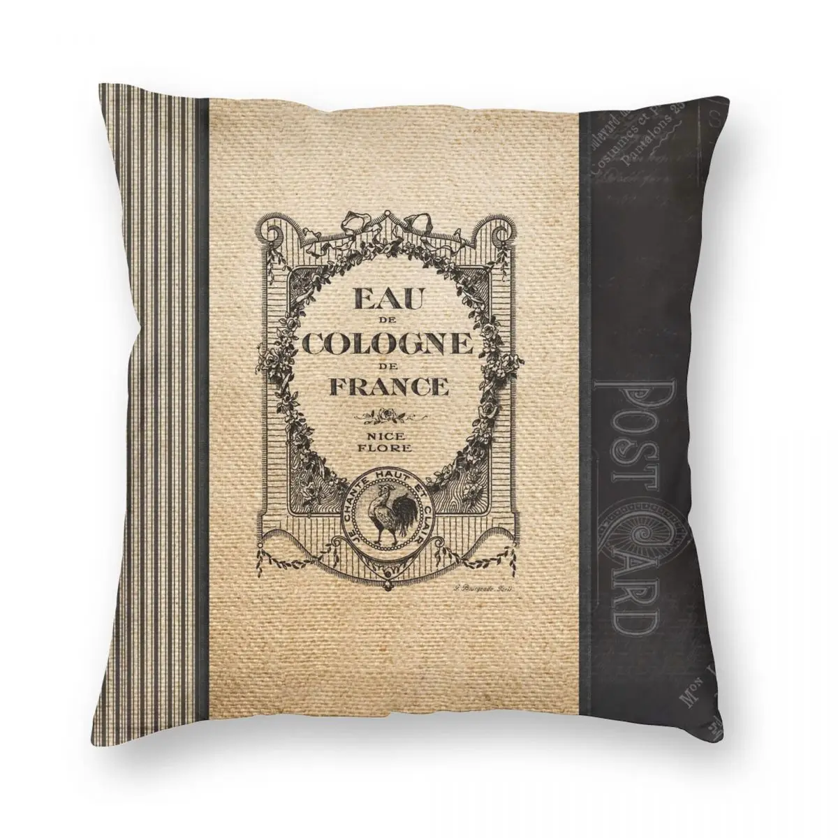 Vintage Burlap Ticker Look Square Pillowcase Polyester Linen Velvet Pattern Zip Decorative Pillow Case Car Cushion Cover