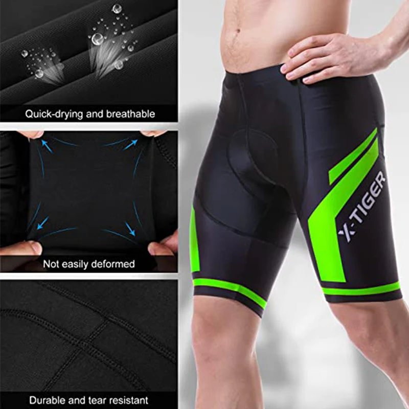 X-TIGER Men Cycling Shorts MTB Shockproof Bike Shorts Summer Breathable Bicycle Shorts With Coolmax 5D Gel Padded Bib Tights