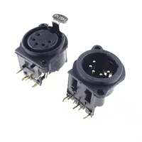 2 10 Uds XLR enchufe 5 pines hembra receptáculo pestillo bloqueo/enchufe ángulo recto soldadura PCB 90 grados a través de agujeros montaje en Panel