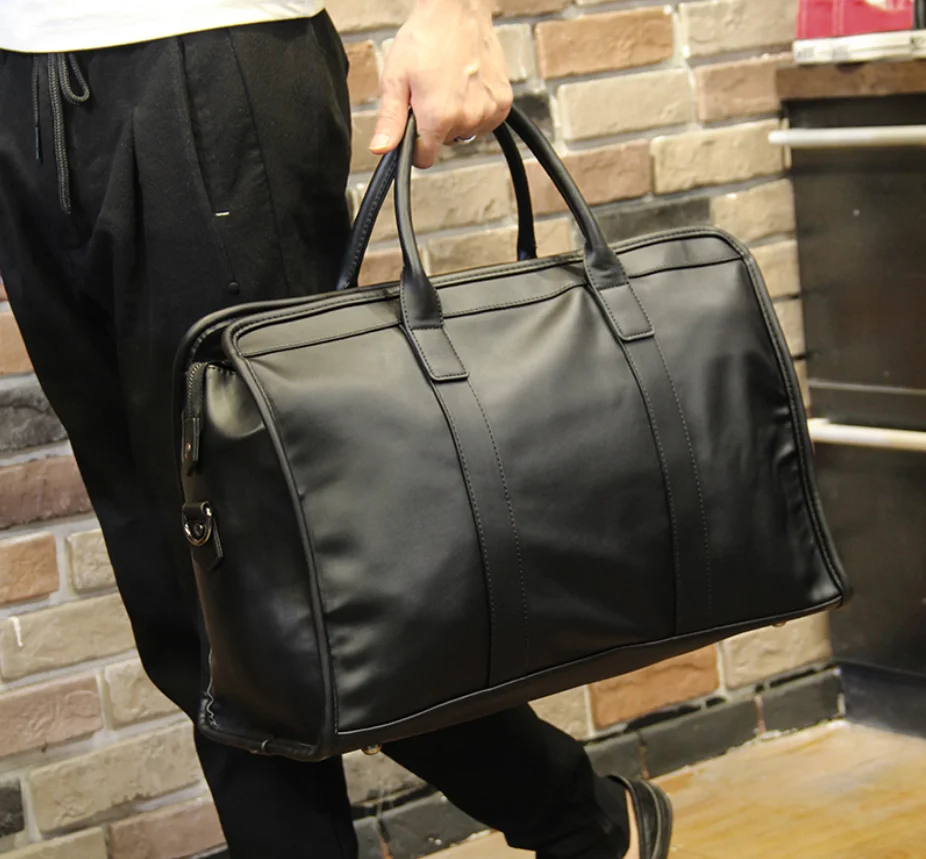 Solid handbag men's business travel bag travel duffle short journey bag computer bag casual bag