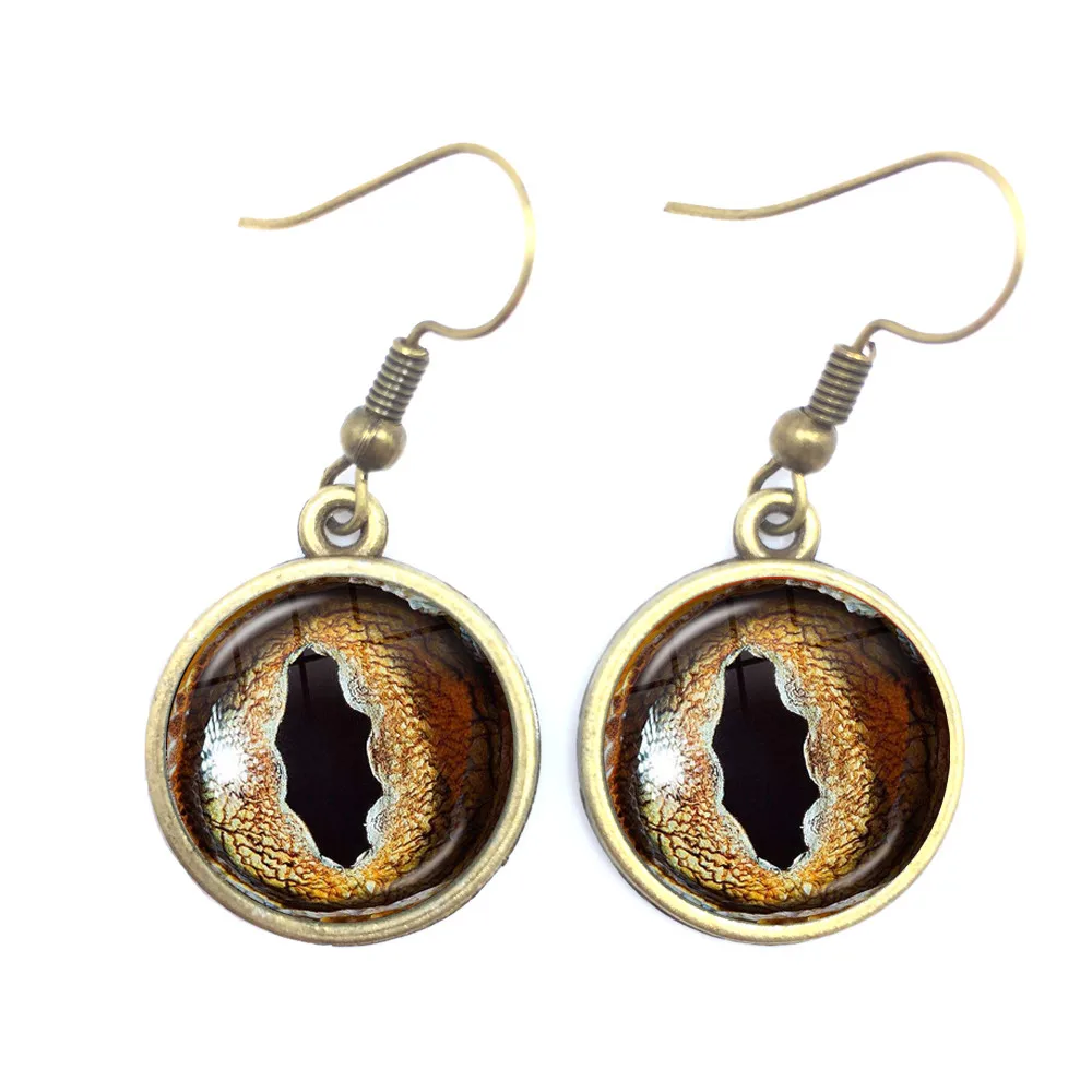 Dragon Eyes Glass Cabochon Drop Earrings Animal Eyes Dragon Snake Owl Cat Tiger Eyes Earrings Jewelry For Women Girls Gift