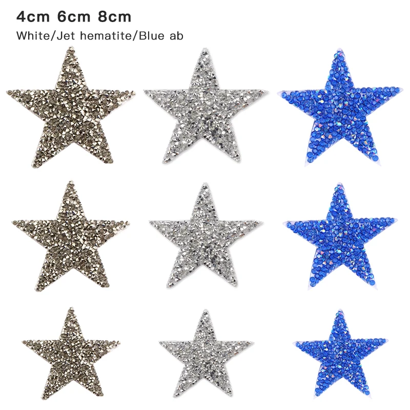 4/6/8cm strass stella Patch ferro su Applique Mix colore per abbigliamento fai da te decorazioni abbigliamento strass accessori Patch