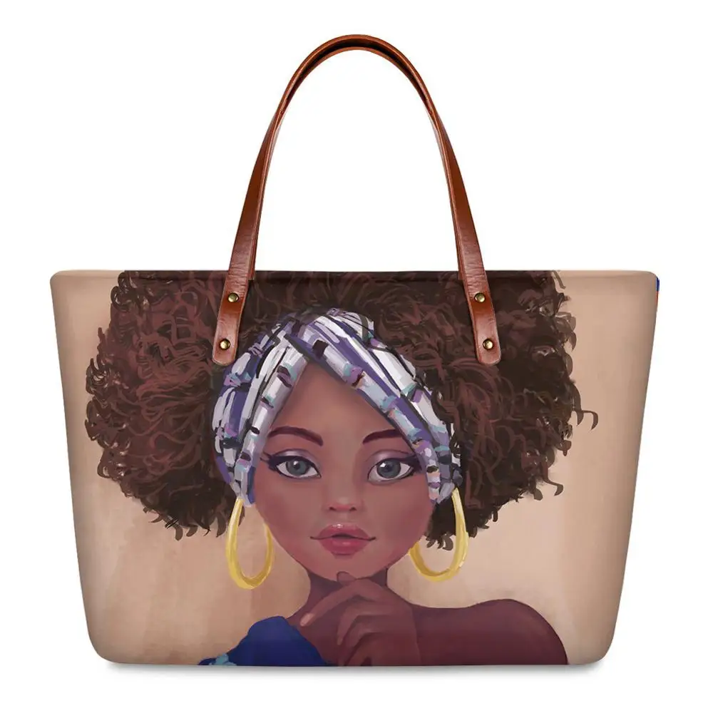 African Girl Printing Shoulder Bags For Women 2020 Fashion Women's Bags Casual Tote Handbag Lady Luxury Handbags Bolsa Feminina