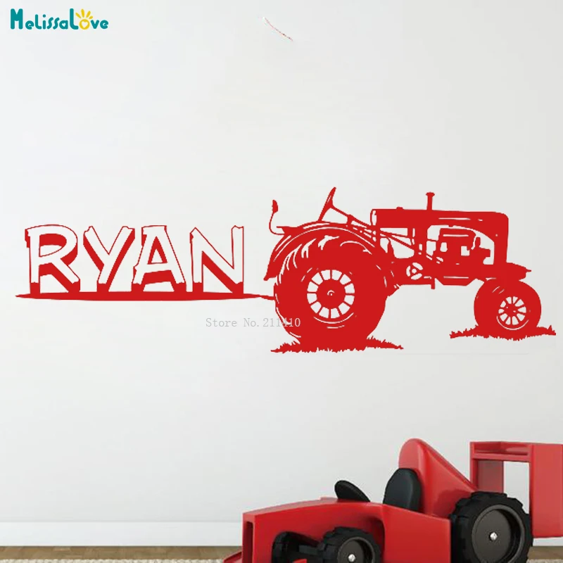 Personalized Wall Decor Custom Tractor Farm Kids Art Decals Personalized Bedroom Nursery Art Stickers Gift YT5224