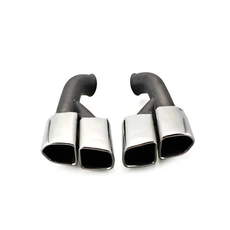 1 Pair Stainless Steel Exhaust Pipe Muffler Tailpipe For 2015-2017 Porsche Cayenne Car Accessories Rear Diffuser Nozzles