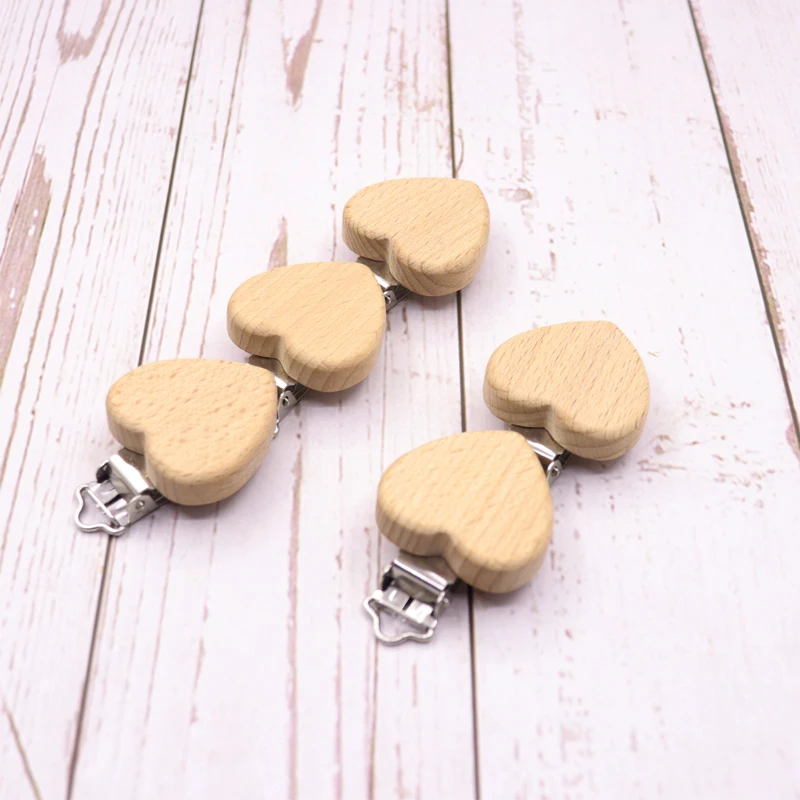 10pcs 2022 New Style Beech Wooden Pacifier Clips Aniamls Shape Pacifier Holder Customizable Baby fashion Food Grade Wood Teether