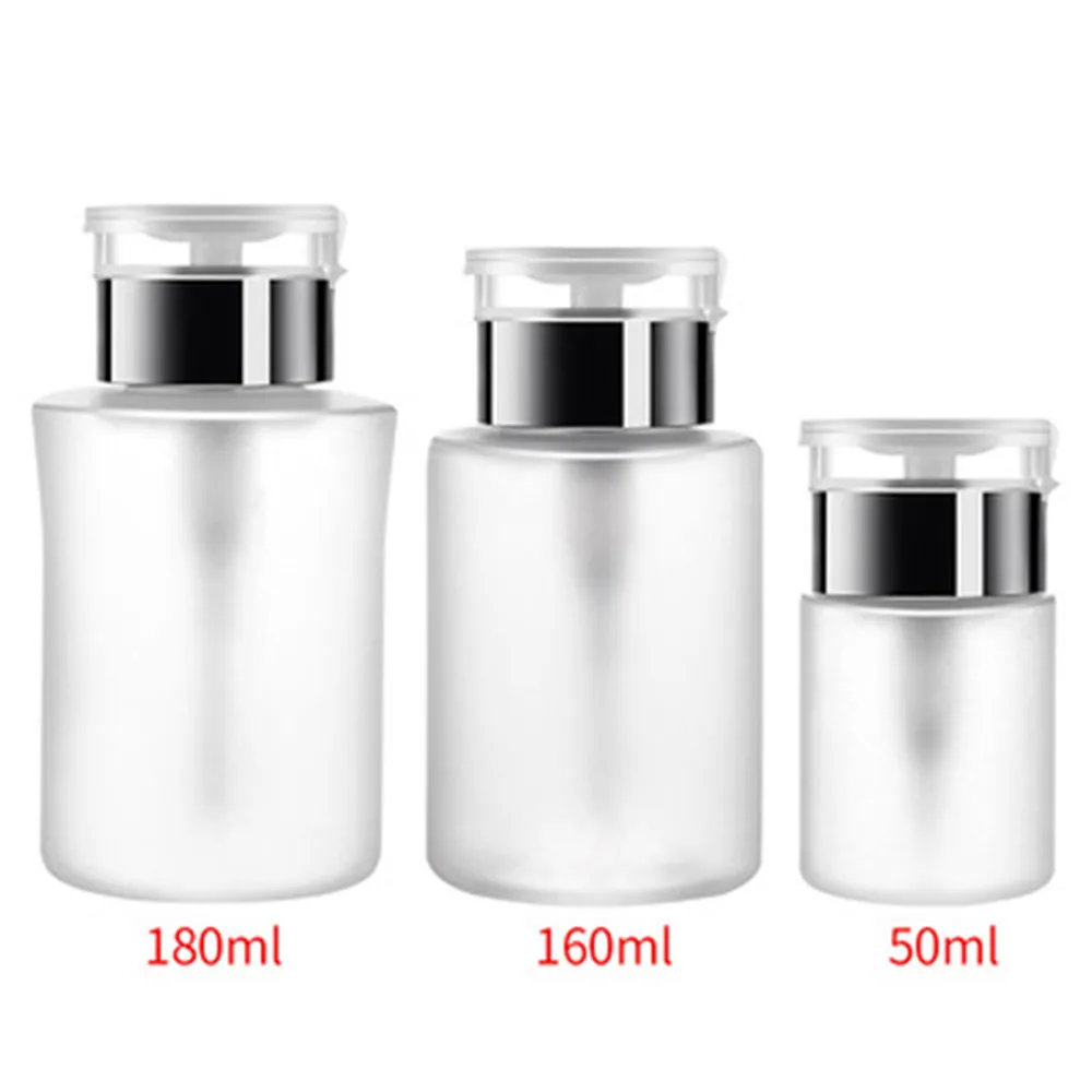 50/250ml Empty Press Nail Bottle Pump Dispenser Plastic Polish Portable Liquid Makeup Remover Cleaner Manicure Tool With Lock