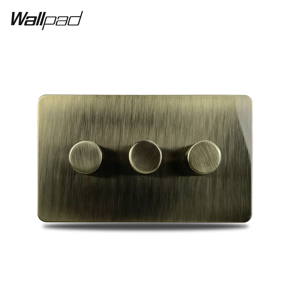 Antiek bronzen stalen plaat wandschakelaar retro schakelaar, 2-weg dimmer 1-4 gangen, EU-standaard stopcontact