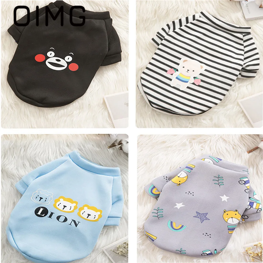 

OIMG Autumn Winter Small Dogs Hoodies Cartoon Dog Clothes Pomeranian Bichon Cute Pets Cats Clothing Warm Puppy Outfits Costume