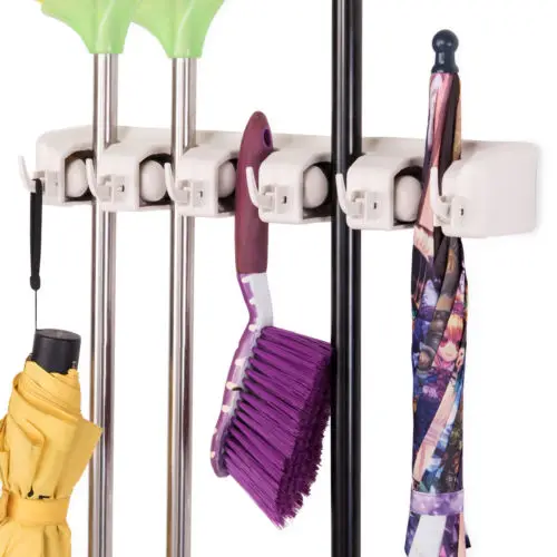 Costway Mop Holder Hanger 5 Position Home Kitchen Storage Broom Organizer Wall Mounted CL10945