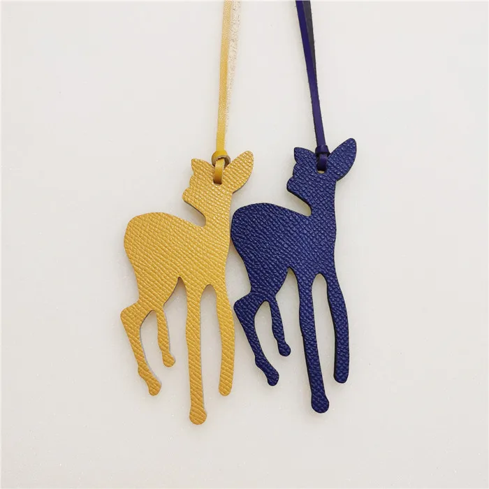 Genuine Leather Cut Animals Seahorse Palm Camel Seahorse Deer Butterfly Keychain Backpack Pendant Animal Women Bag Charm