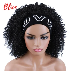 Blice Kinky Curly Headband Synthetic Hair Wigs 18Inch For African American Women Kanekalon Afro Full Daily  Wig