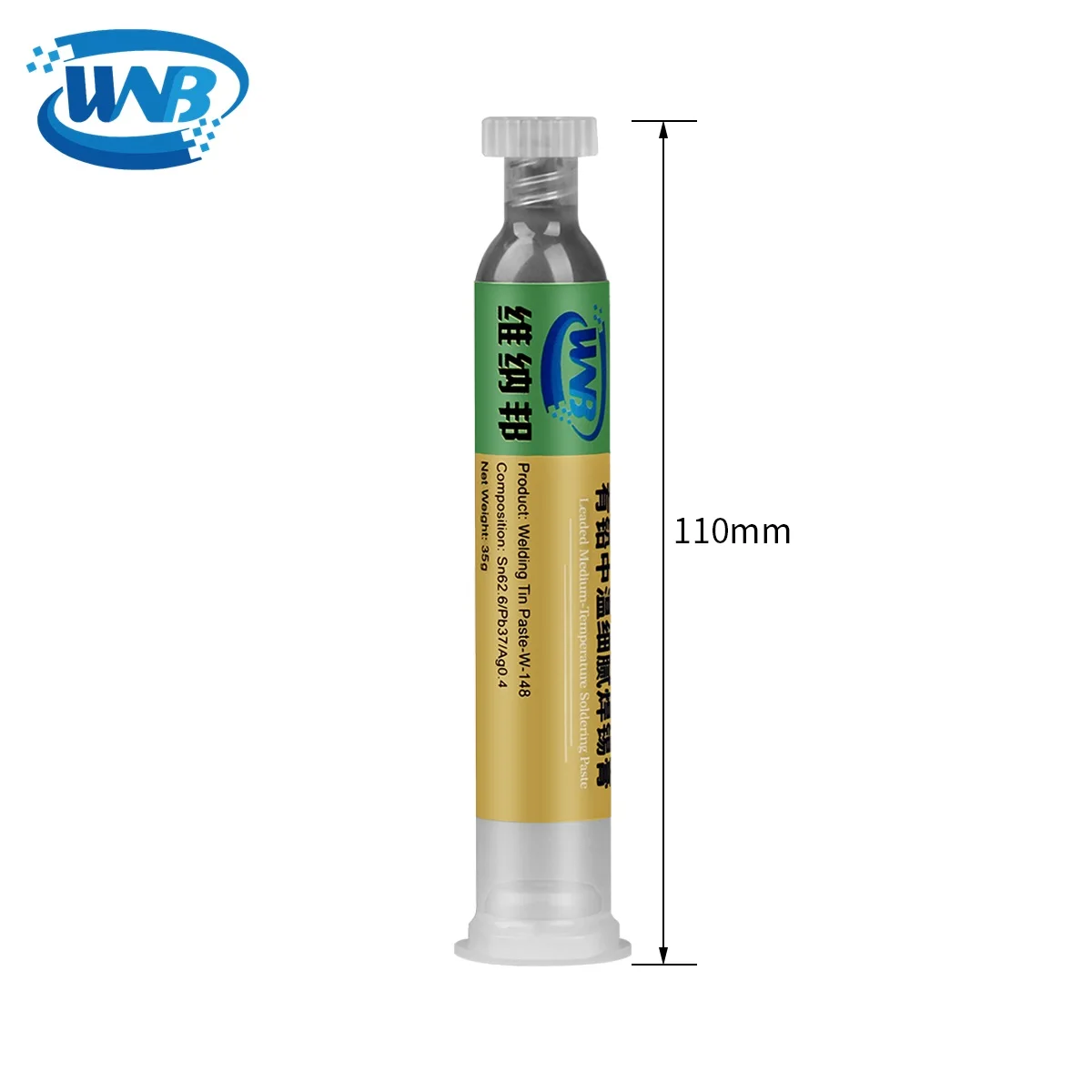 WNB 10cc Sn62.6/Pb37/Ag0.4 siringa saldatura stagno pasta punto di fusione 148 ℃ pasta saldante flusso di saldatura per riparazione Stencil scheda BGA