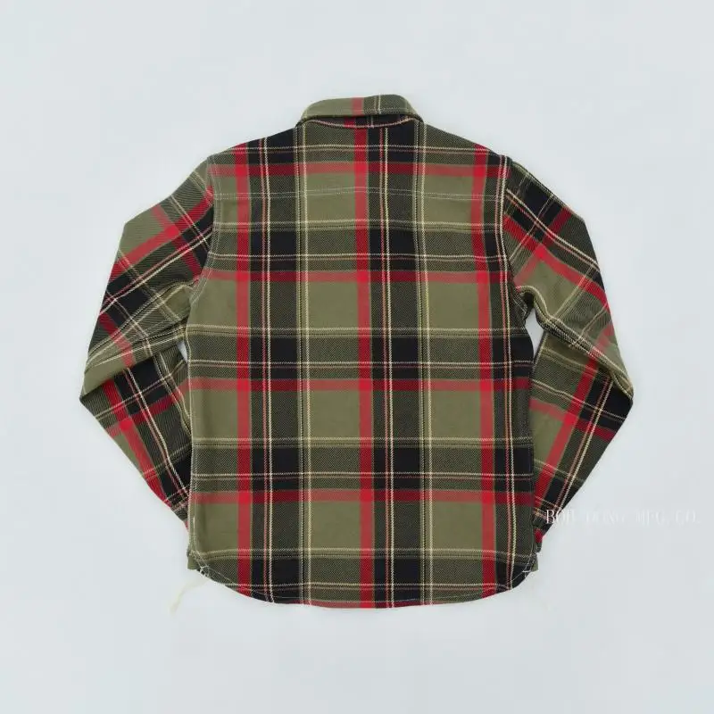 BOB DONG Vintage Inspired Plaid Work Shirts Men's Point Collar Heavyweight Shirts