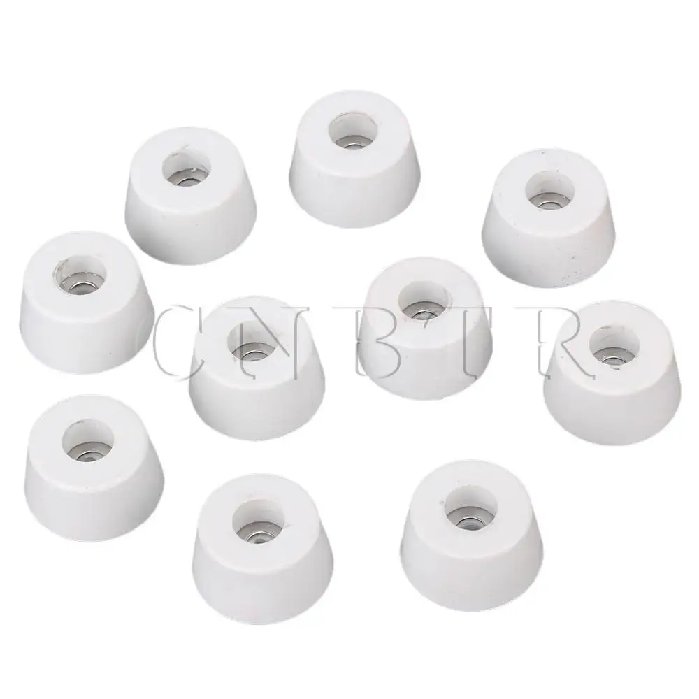 CNBTR 10 Pieces 25x20x13mm White Rubber Non-slip Cabinet Furniture Feet Pad Bumper