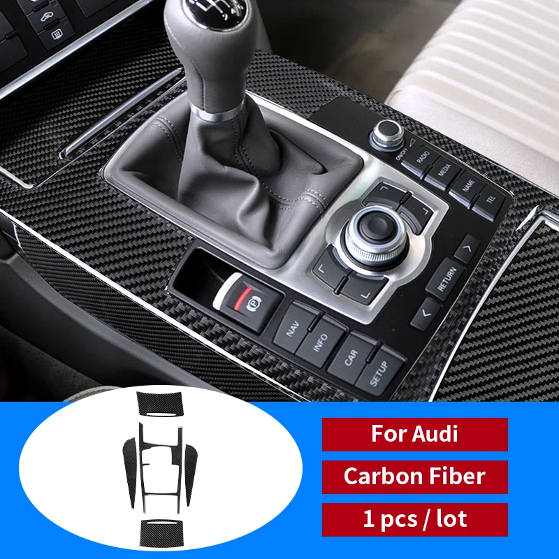 Car Interior Accessories Moulding Carbon Fiber Central Control Gear Shift Panel Stickers Decals Car Styling For Audi A6 c5 c6