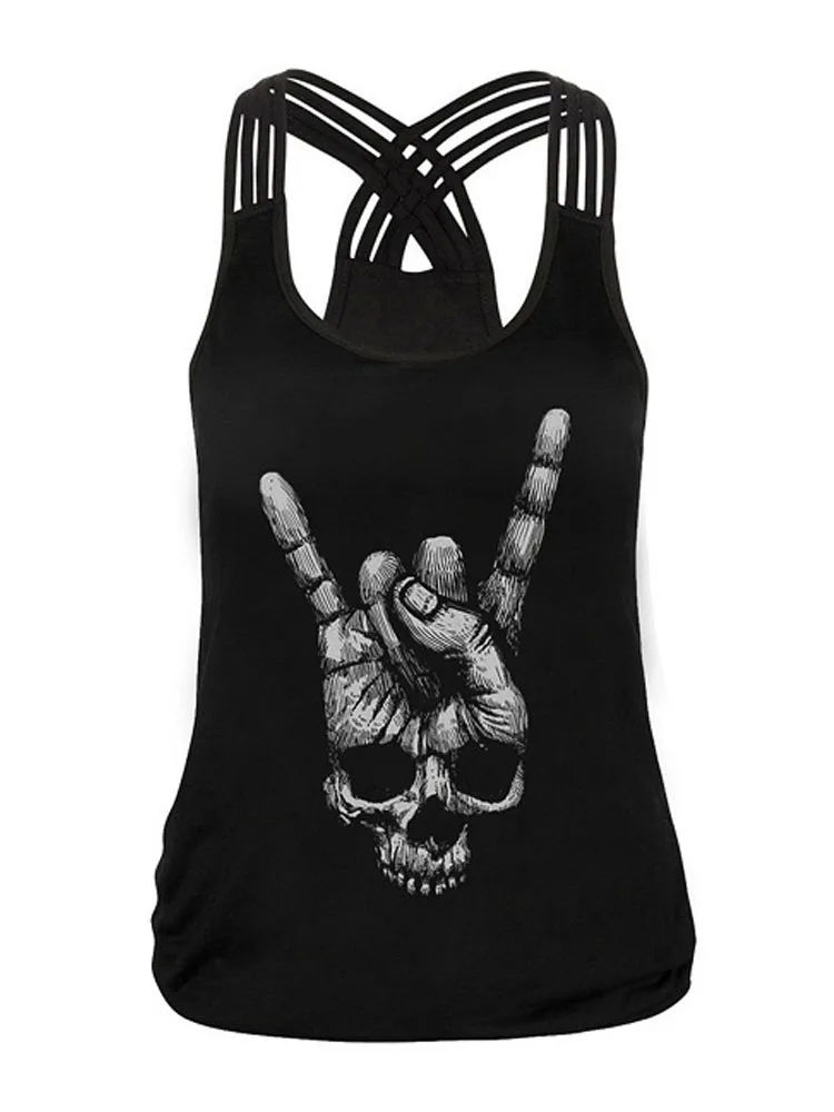 NADANBAO 2025 Gothic Skull Finger Tank Top For Women Black Sexy Slim Sling Shirt Summer Fashion Sleeveless Tops Tee Casual Vest — zdjęcie 2