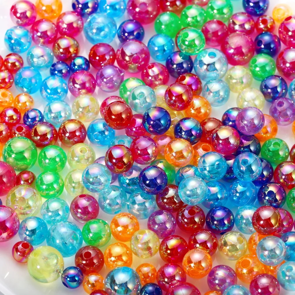 6/8/10mm Nachahmung abs Perlen Perlen Regenbogen Farbe Runde lose Abstand halter Perle Sammelalbum Dekoration DIY Schmuck Herstellung Zubehör