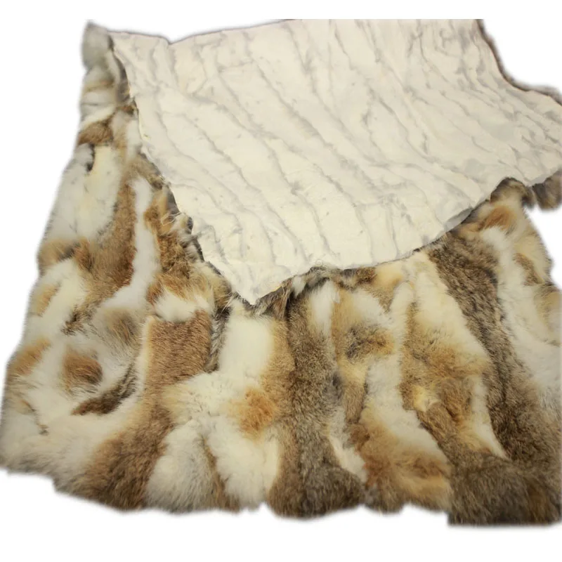 Natural real genuine rabbit Fur Blanket leather Soft plate Mattress Clothing fabric Handmade Sewing material Home Decoration