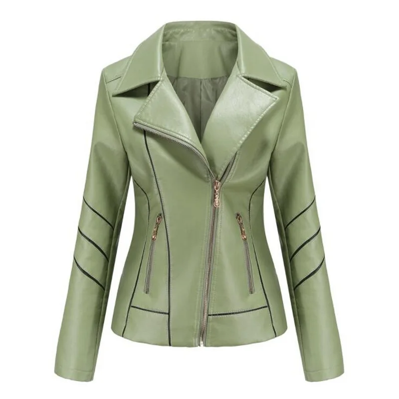 Chaqueta de cuero de las mujeres mujer abrigo de Rock de cuero de la PU de ropa moda calle abrigos chaquetas Multicolor