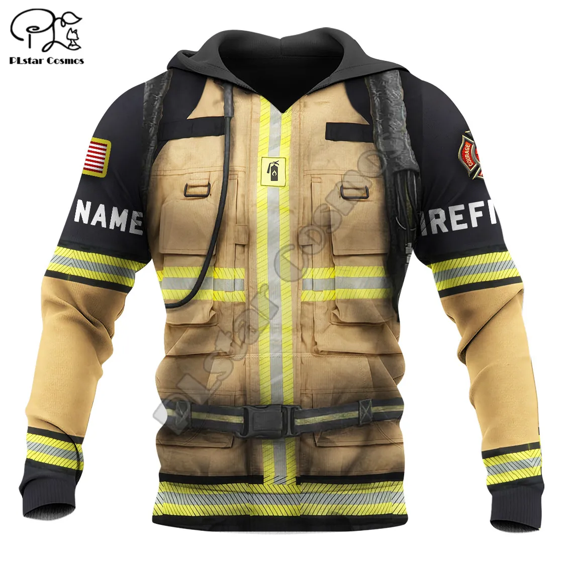 

PLstar Cosmos Firemen Firefighters Customized Name 3D Printed Hoodies Sweatshirts Zip Hooded For Men/Women Casual Streetwear F02