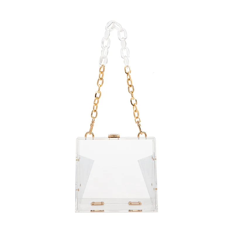 Bolso de caja transparente para mujer, bolsa de mensajero con solapa de acrílico, pequeña, Margarita, para vacaciones y playa, 16x15,5 CM, a6109