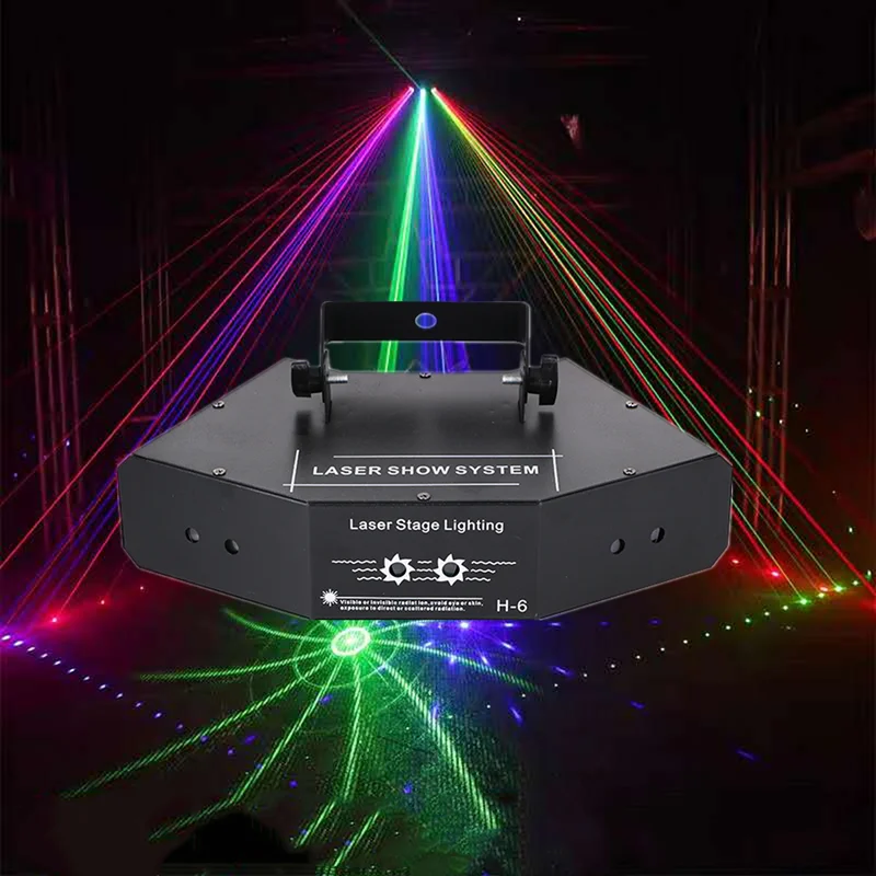 

DMX RGB Scan Laser light LED Scanning Stage Lighting Colorful 6 Lens Scanner Laser Projector Disco Beam DJ lights Effect Laser