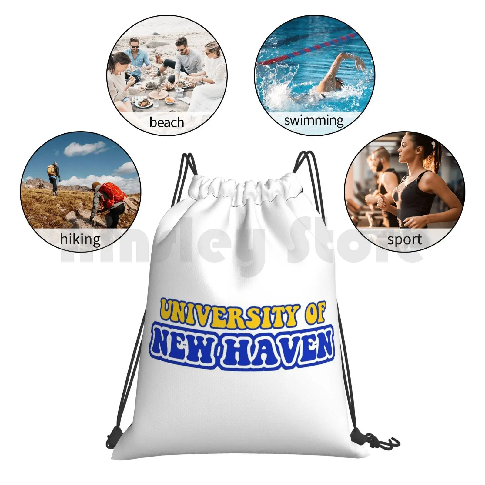 University Of New Haven Backpack Drawstring Bags Gym Bag Waterproof New Haven University Of New Haven Blue Yellow Groovy