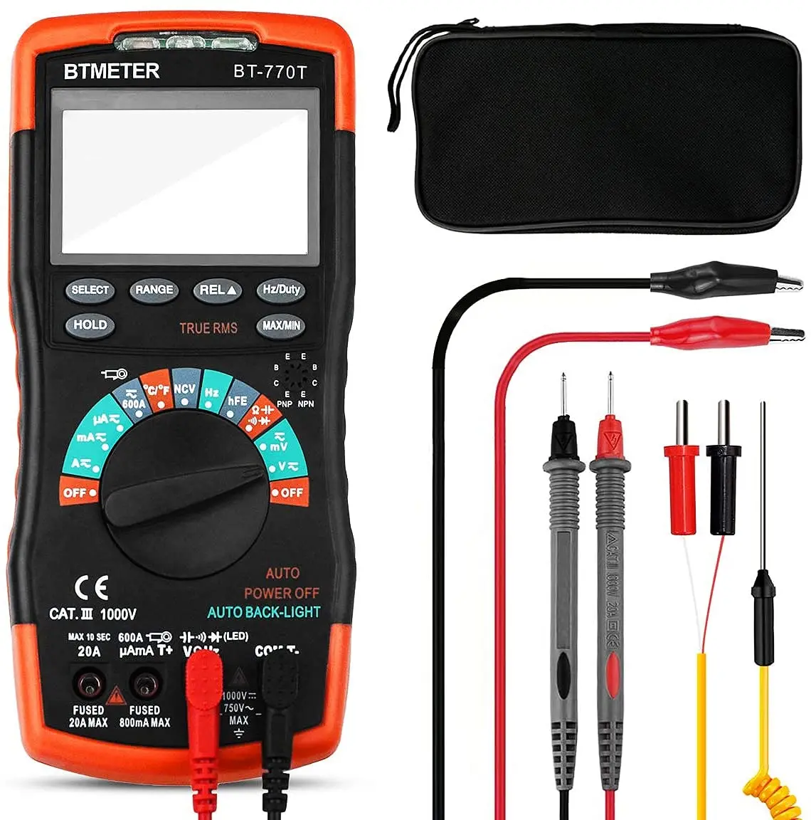 

True RMS Digital Multimeter Tester 6000 Counts Measure Voltage Current Amp Resistance Diodes Continuity Duty-Cycle Capacitance