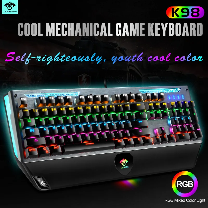 

Crack K98 Metal Mechanical Keyboard Green Axis USB Wired RGB Light Emitting Computer Game Keyboard Manufacturer