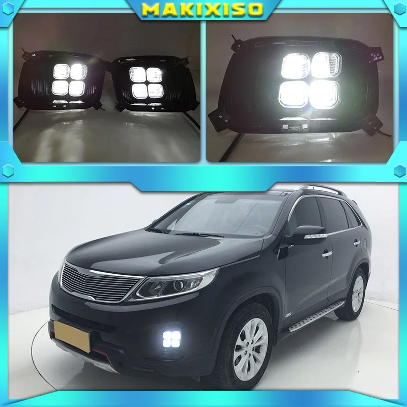 

2pcs LED For KIA Sorento 2013 2014 DRL Daytime Running Light Daylight Waterproof fog lamp Cover car Styling lights