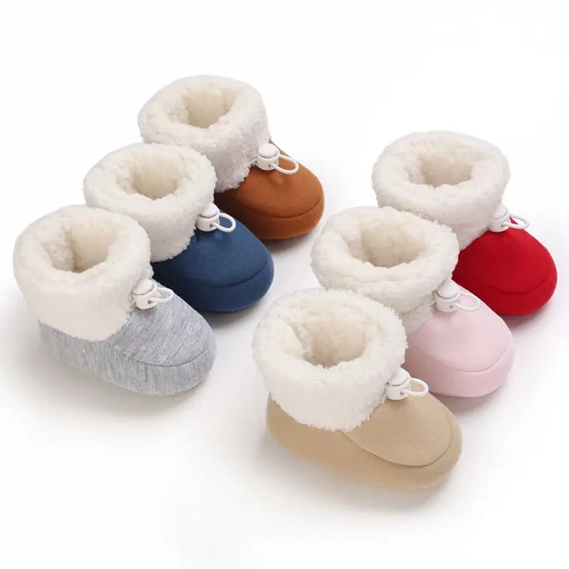 

2021 Newborn Winter Boots Warm Toddler Baby Boy Girl First Walker Crib Shoes Soft Sole Solid Color Prewalker 0-18M