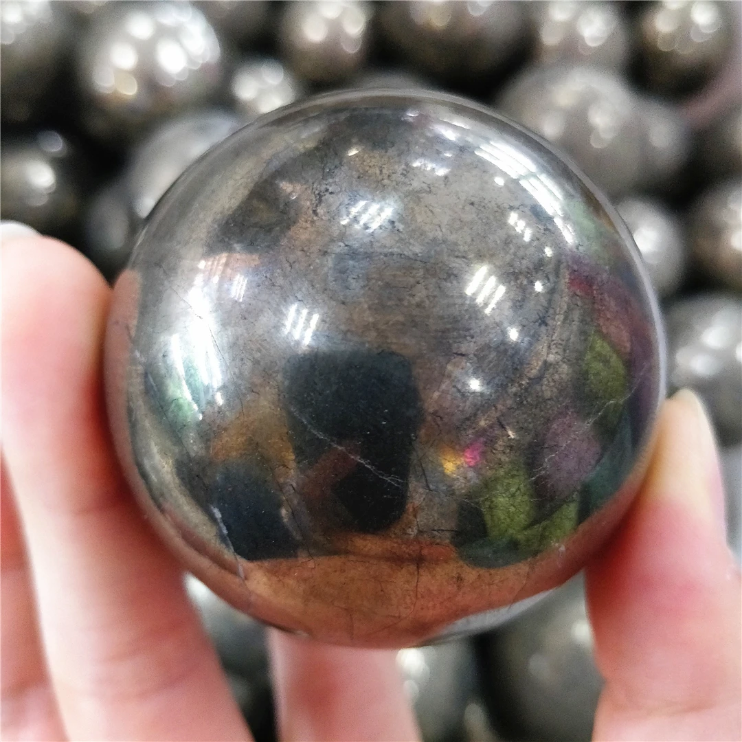 Solid Chalcopyrite Iron Pyrite Natural Polished Quartz Mineral Ore Sphere Balls Collecting Desk Furnishings Decor God Of Wealth